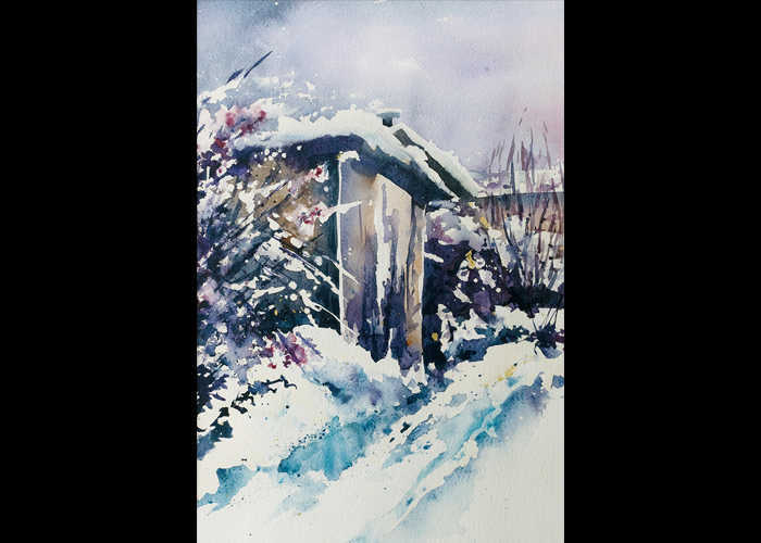 “Neve sui Navigli” – Acquerelli e Chine – Acquerello su Carta, 35 x 50 cm